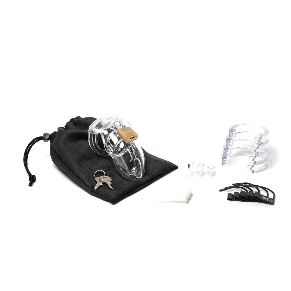 CB-6000S Chastity Cock Cage Kit - Clear 2.5 Inch Cock Cage Kit